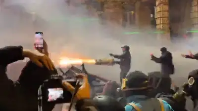 Пулемет-фейерверк и «коктейли Молотова»: митинг в Грузии перерос в беспорядки